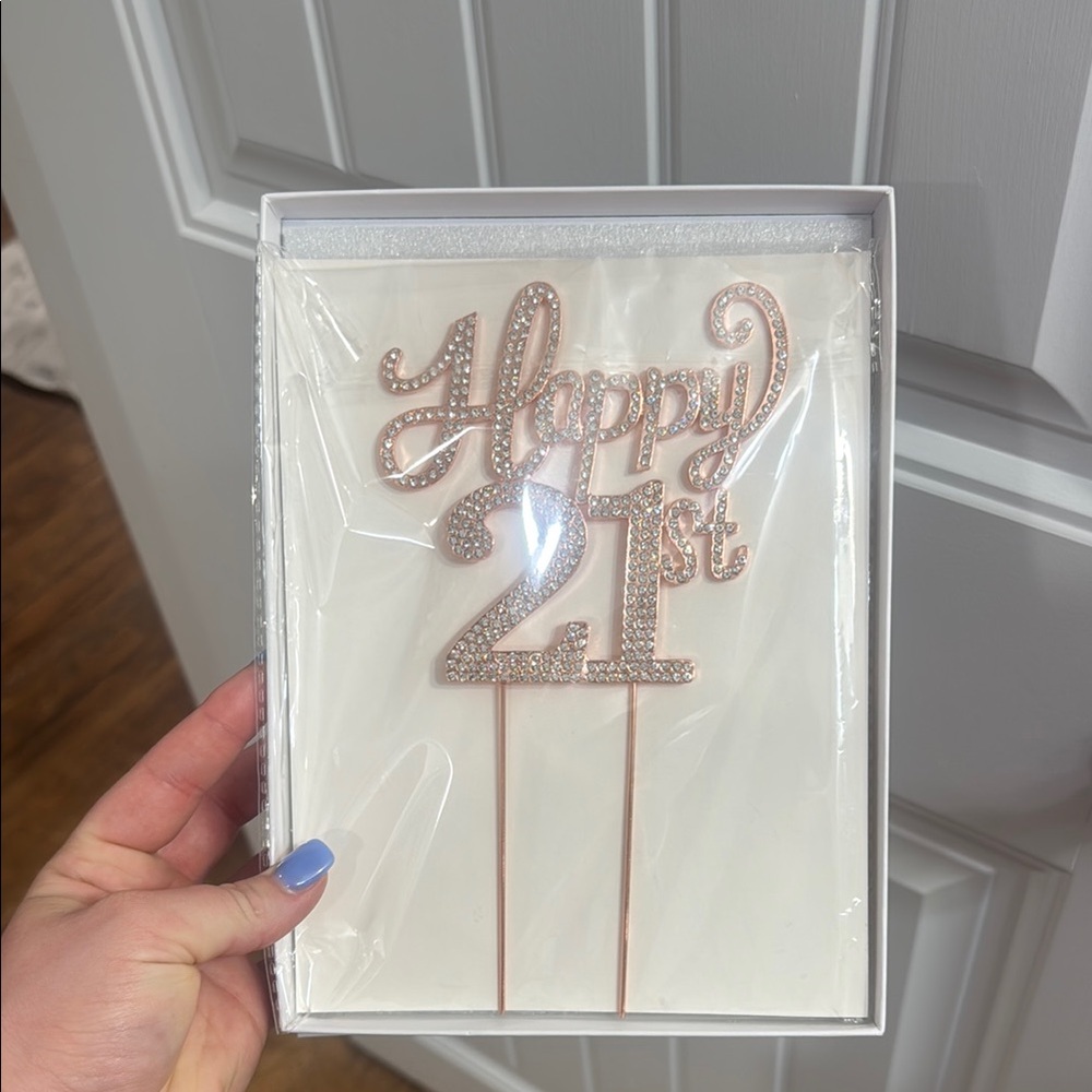 Rose Gold Happy 21st Cake Topper